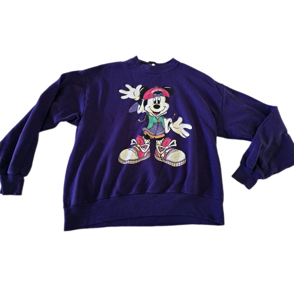 Disney Mickey Unlimited 90s Vintage Graphic‎ Print Sweatshirt Purple Hip Hop